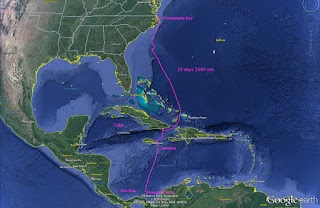 Leaving USA, Cuba and Panama · 2014 route chart
