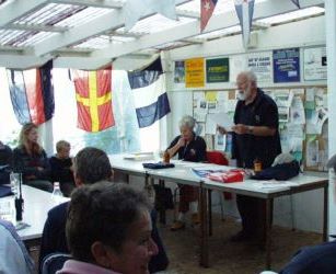 Cruisers gathered for the island rally briefing